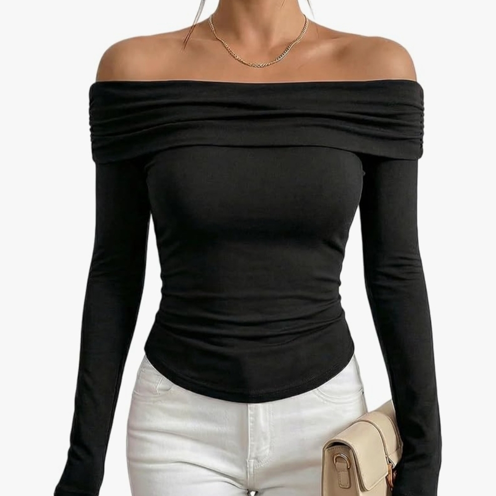 Elegant Black Off-Shoulder Women's Top
